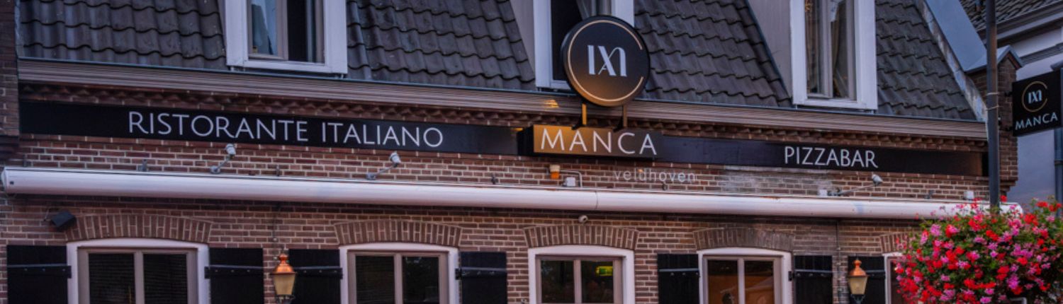Signing en belettering voor MANCA Ristorante Italiano - Brouwers Reklame - aanzicht voorkant