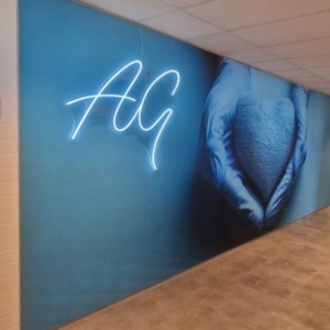 Peesframes met led-neon Summa College Eindhoven - galerie Signing Brouwers Reklame